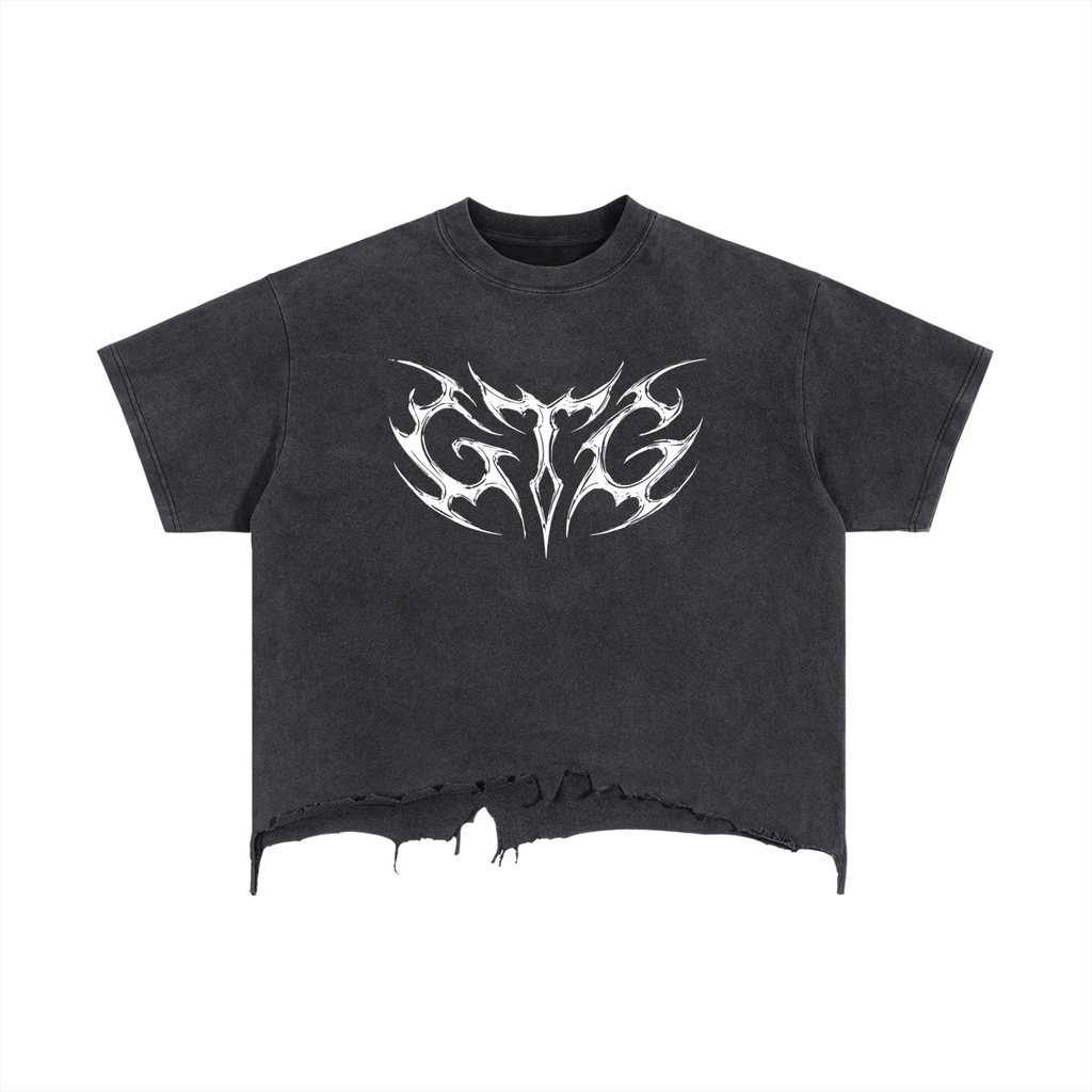 GTG - Vintage Wash Boxy Distressed Hem T-Shirt