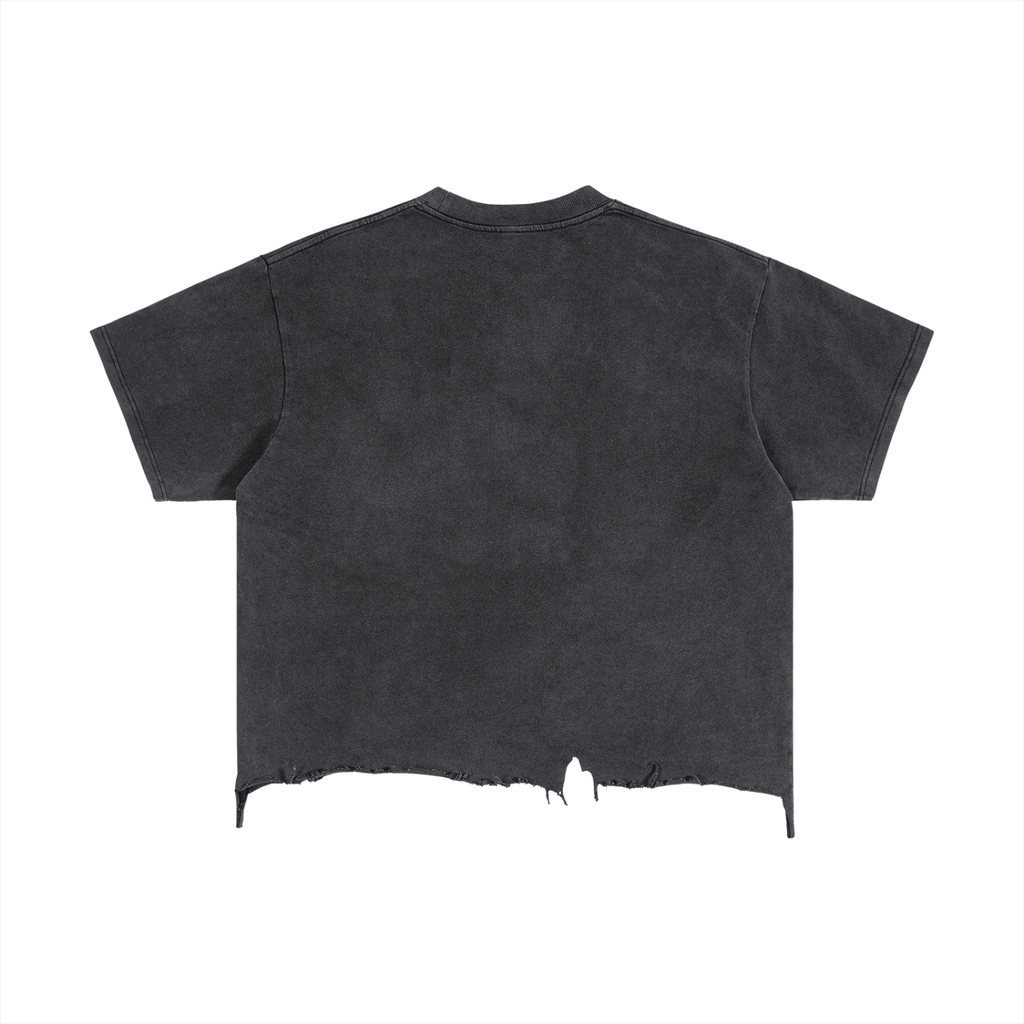 GTG - Vintage Wash Boxy Distressed Hem T-Shirt