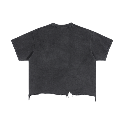 GTG - Vintage Wash Boxy Distressed Hem T-Shirt